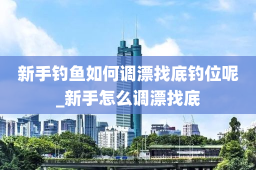 新手釣魚如何調漂找底釣位呢_新手怎么調漂找底-第1張圖片-姜太公愛釣魚