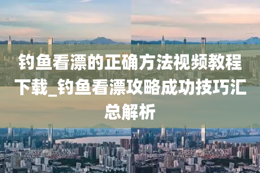 釣魚看漂的正確方法視頻教程下載_釣魚看漂攻略成功技巧匯總解析-第1張圖片-姜太公愛釣魚