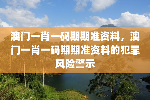 澳門一肖一碼期期準資料，澳門一肖一碼期期準資料的犯罪風險警示