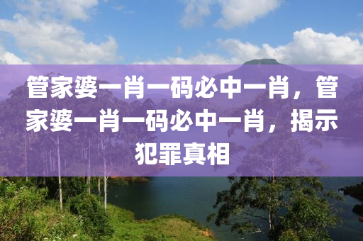 管家婆一肖一碼必中一肖，管家婆一肖一碼必中一肖，揭示犯罪真相