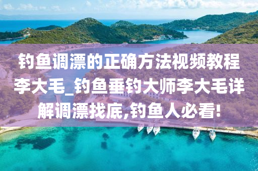 釣魚調漂的正確方法視頻教程李大毛_釣魚垂釣大師李大毛詳解調漂找底,釣魚人必看!-第1張圖片-姜太公愛釣魚