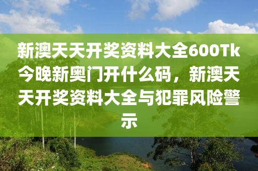 新澳天天開獎資料大全600Tk今晚新奧門開什么碼，新澳天天開獎資料大全與犯罪風(fēng)險警示-第1張圖片-姜太公愛釣魚