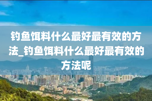 釣魚餌料什么最好最有效的方法_釣魚餌料什么最好最有效的方法呢-第1張圖片-姜太公愛釣魚