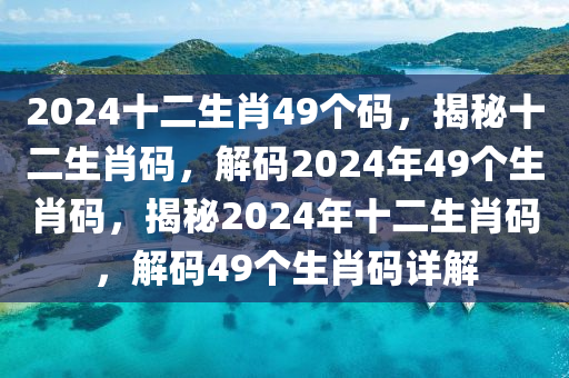 2024十二生肖49個碼，揭秘十二生肖碼，解碼2024年49個生肖碼，揭秘2024年十二生肖碼，解碼49個生肖碼詳解