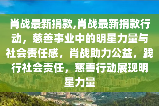 肖戰(zhàn)最新捐款,肖戰(zhàn)最新捐款行動(dòng)，慈善事業(yè)中的明星力量與社會(huì)責(zé)任感，肖戰(zhàn)助力公益，踐行社會(huì)責(zé)任，慈善行動(dòng)展現(xiàn)明星力量