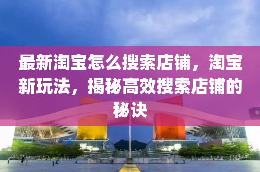 最新淘寶怎么搜索店鋪，淘寶新玩法，揭秘高效搜索店鋪的秘訣